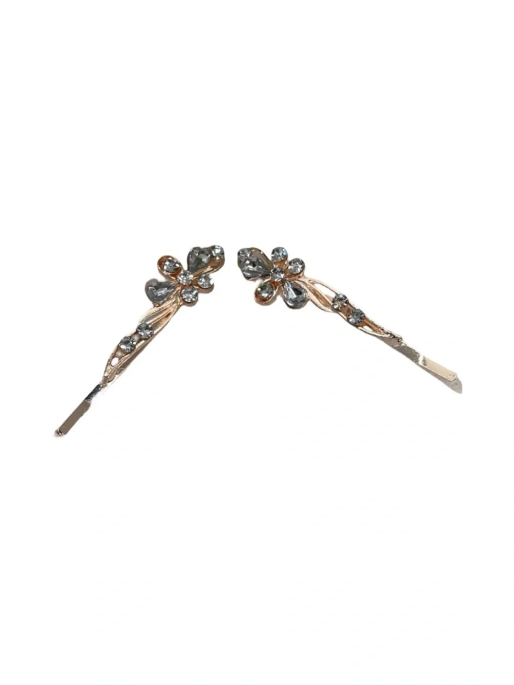 Crystal Flower Rose Gold Hair Pins - Set of 2 FINAL PRICE DROP